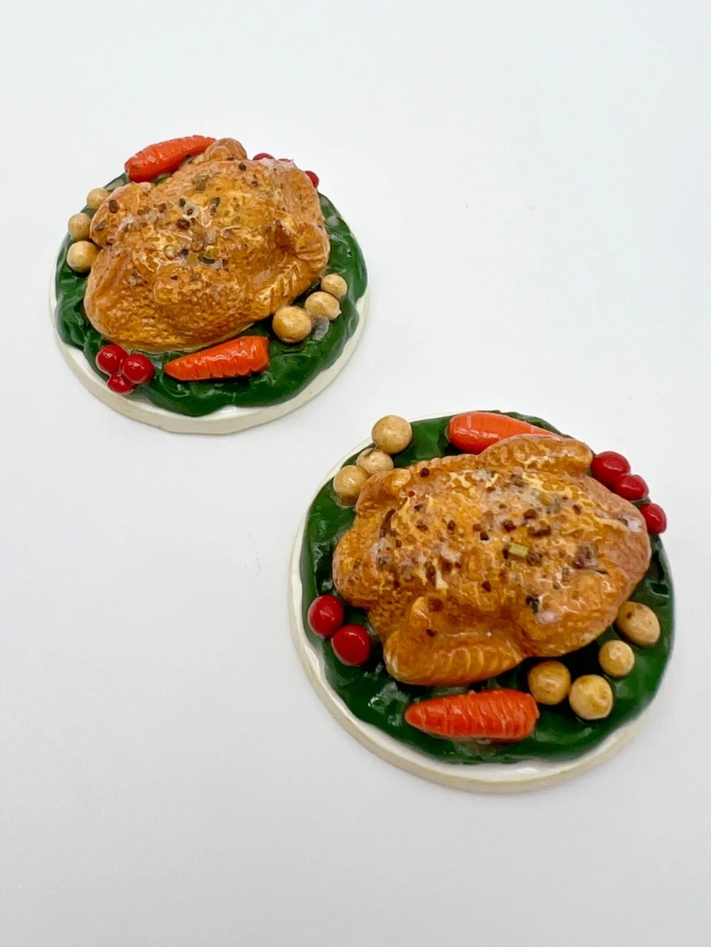 Thanksgiving Turkey Platter Keychain or Bag Clip | Handmade Mini Food Accessory